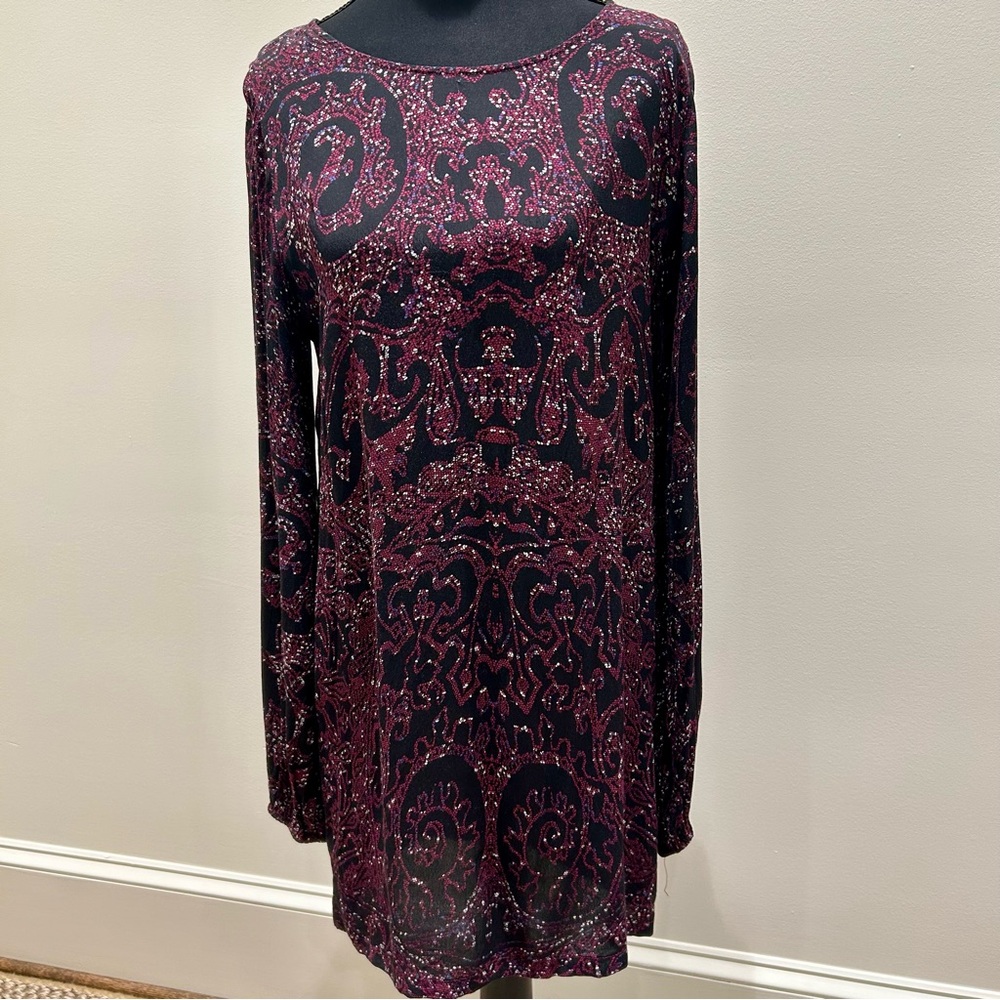 NuNui Black and Purple Long Sleeve Dress